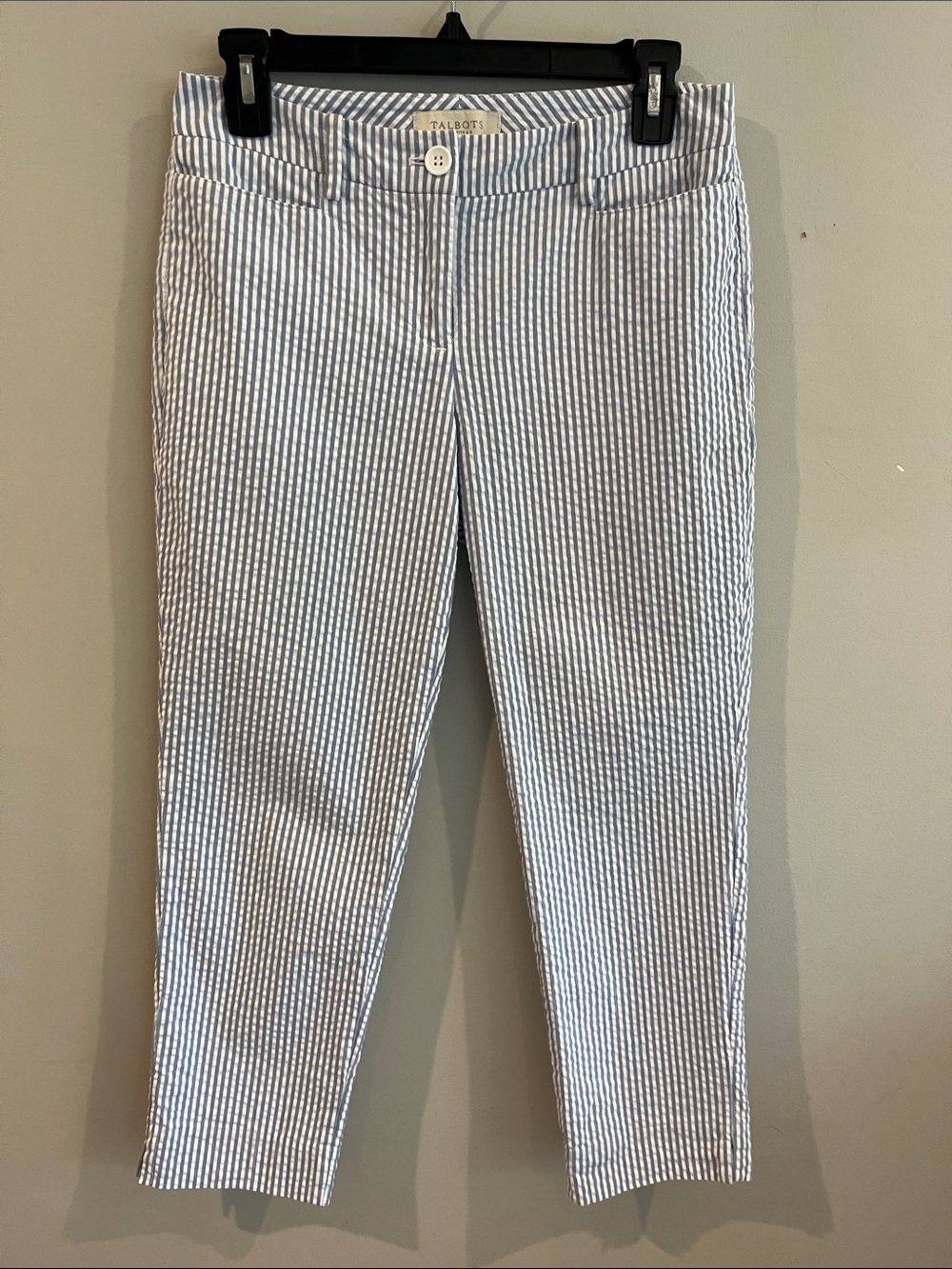 Talbots Blue and White Seersucker Chinos